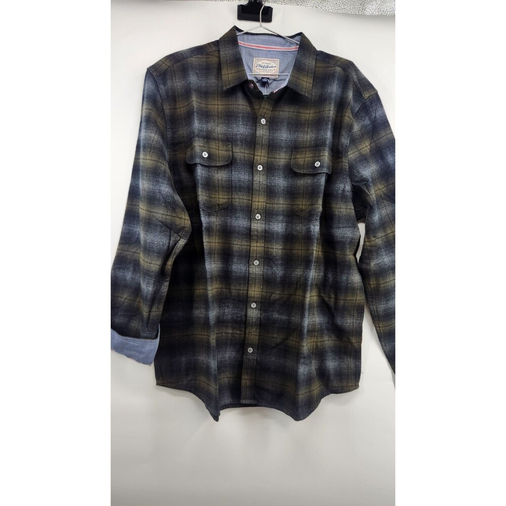 NWT Flag & Anthem Men's XL Olive Shelton Long Sleeve Double Pocket Flannel Shirt